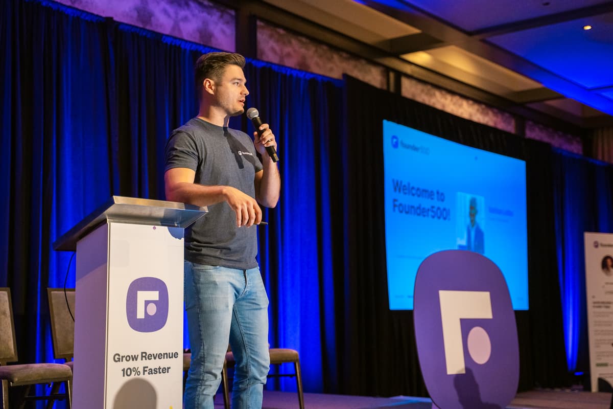 Founderpath CEO, Nathan Latka, speaking at a CEO Retreat