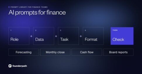 AI prompts for finance: give the AI a role, your data, one task and the output format, then check the result; used for forecasting, the monthly close, cash flow and board reports