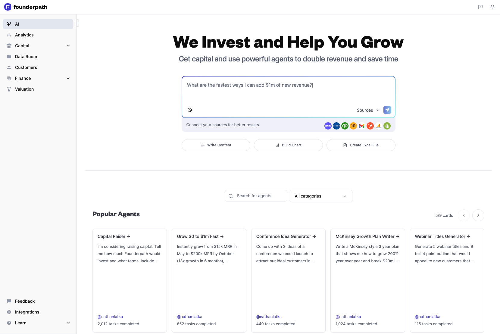 FounderPath Dashboard Interface